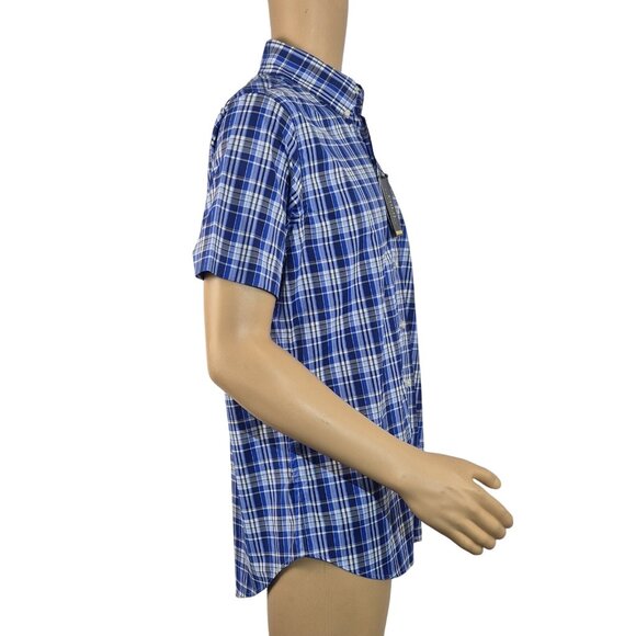 Polo Ralph Lauren Men's Shirt Size M Short Sleeve Plaid Dk Blue Performance (60) - Picture 3 of 13